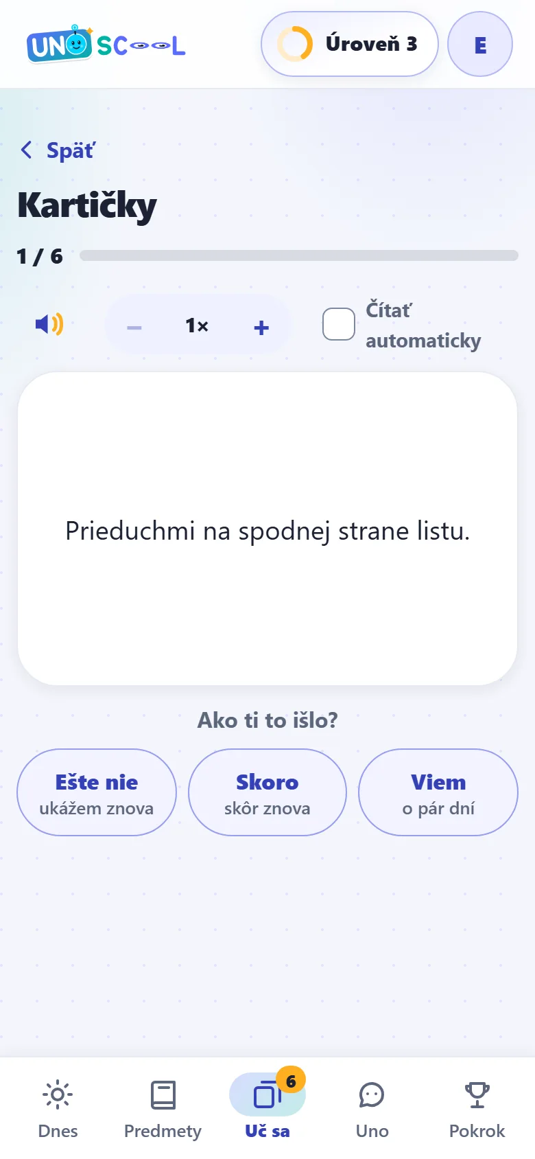 Kartička s tromi hodnoteniami