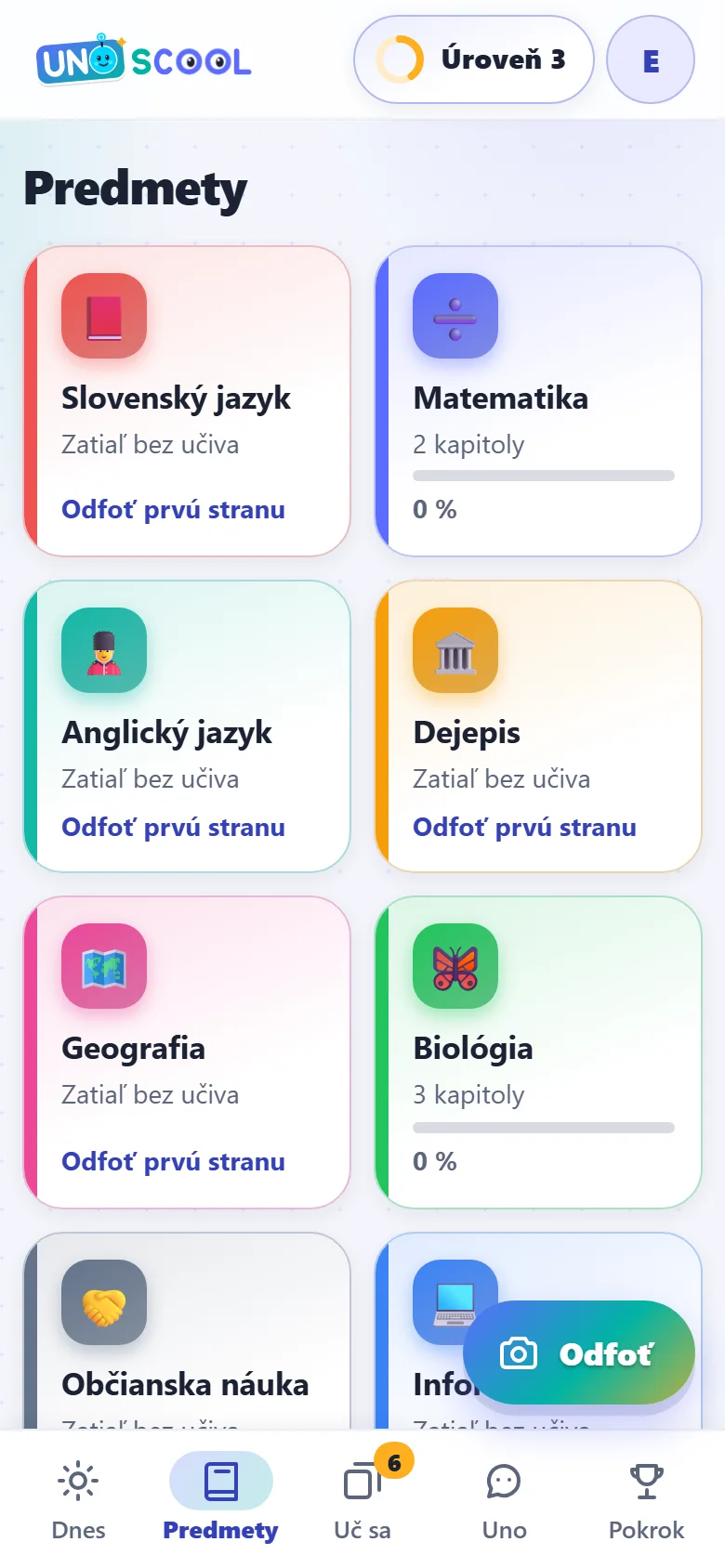 Všetky predmety na jednom mieste