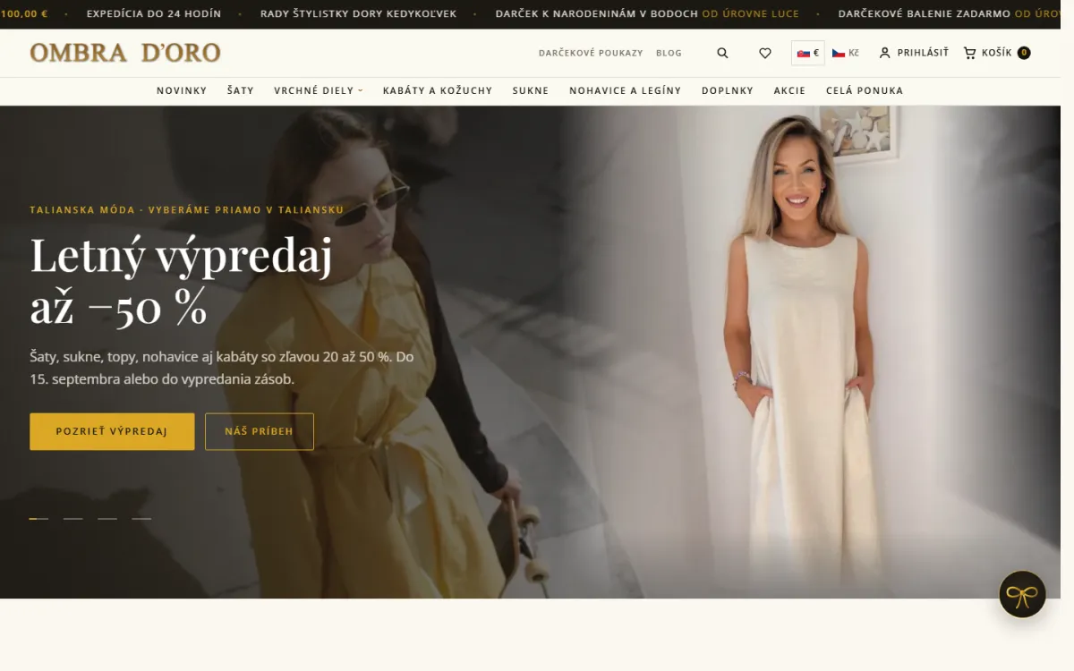 Vlastný e-shop módnej značky pre dva trhy, naživo na ombradoro.sk.