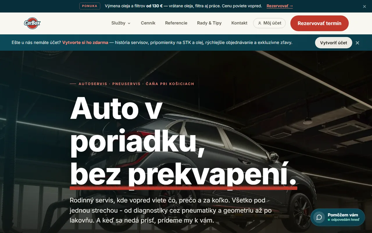 Ukážka webu CarBox