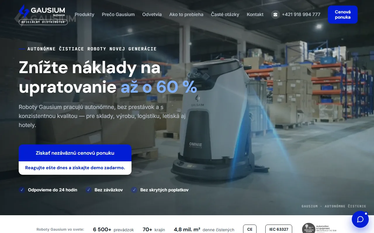 Ukážka webu Gausium
