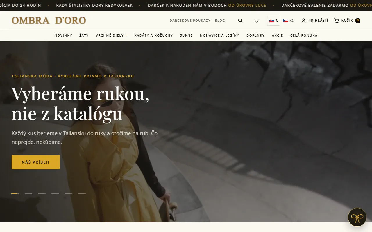 Ukážka webu Ombra d'Oro
