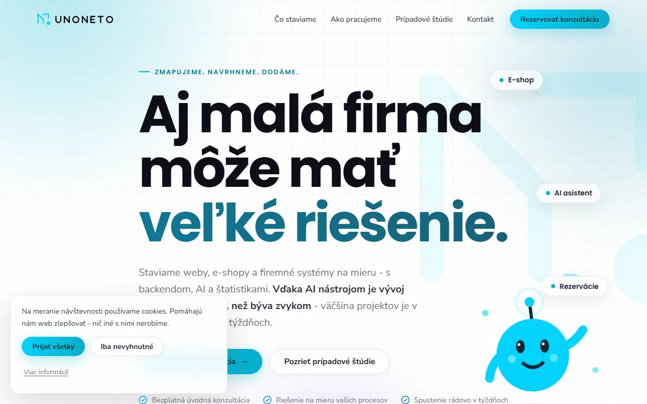 Ukážka webu Unoneto