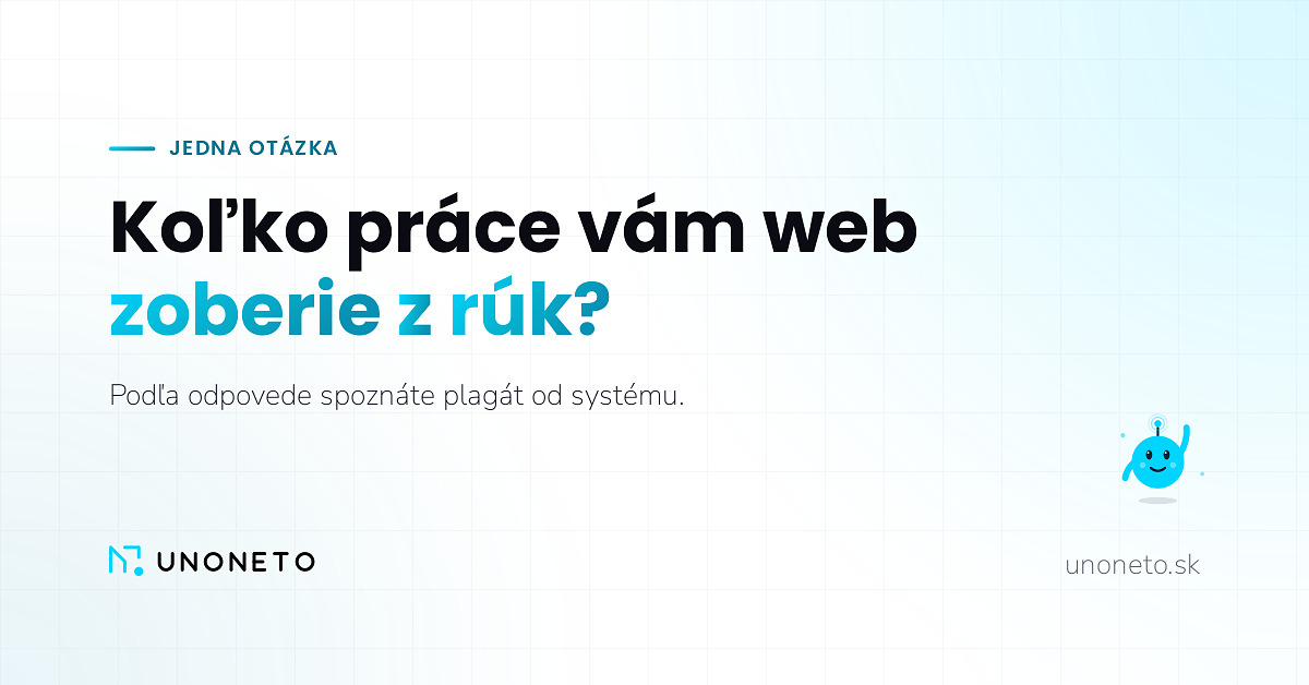 Maskot Unoneto pri otázke, koľko práce vám web zoberie z rúk